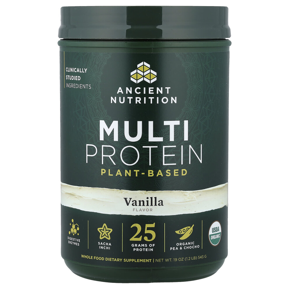 Ancient Nutrition , Multi Protein, Plant Based, Vanilla, 1.2 Lb (543 G)