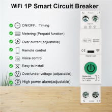 Tuya  WiFi 63A Circuit Breaker  Timer Overload Protect 1P+N APP Monitor Remote Control for  Home Alexa