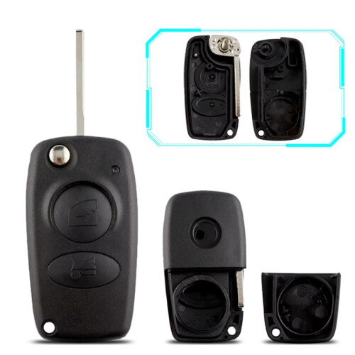 Folding Flip  Remote Car Key Shell Case for  166, 2 Button Uncut Blade Replacement Key Fob Housing 1