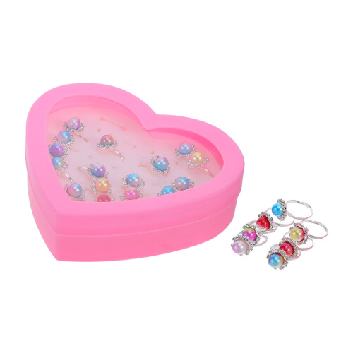 3Sets Spielringe Strass Verstellbar Herz Form Etui 2