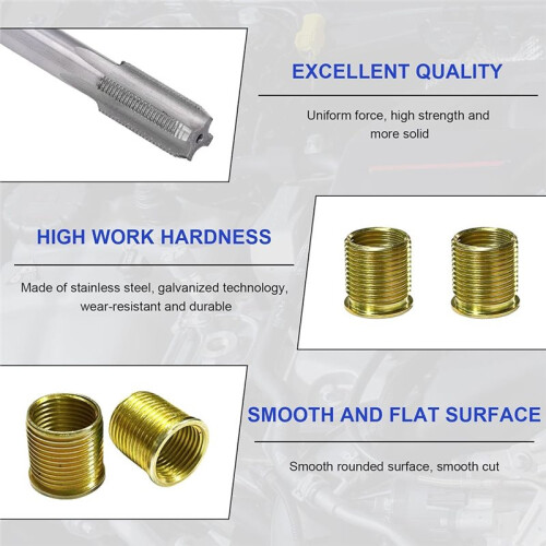 13 PCS  Thread Repair Kit, M14x1.25 Inserts and M16x1.25 Tap  Rethreading Set Thread Repair Tool Kit 1