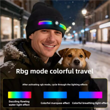 Rechargeable Safety LED Light Helmet Cap Removable Washable Night Running Cycling Hiking Colorful Illumination Black