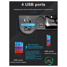 Car Seats Space Filler Organizer 12V to 220V Console Side Storage Box 4-USB QC3.0 Fast Charging for Smartphone