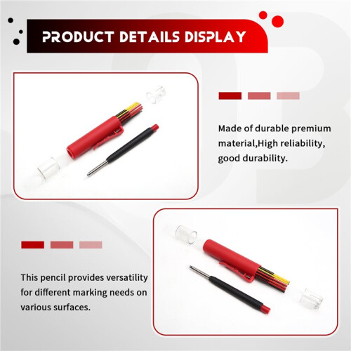 Solid Carpenter Pencil Woodworking Mechanical 3 Colors Refill Construction Marking Scriber Built-in Sharpener Red