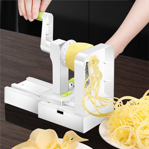Foldable Vegetable Spiralizer Hand Crank Vegetable Slicer Vegetable Shredder with Extra Blade Box for Cucumber Potato 2