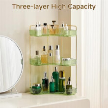 3-Tier Corner Bathroom Counter Organizer, Large Capacity Vanity Shelf for Cosmetics and Perfumes