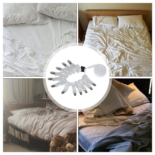 12 Pinces à Draps, Sangles de Fixation Élastiques Réglables, Accessoires de Literie pour un Lit Bien Rangé 2