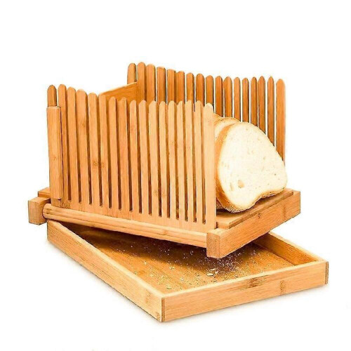 Bamboo Bread Slicer Bread Cutting Plate Cutting Board Bread Crumb Collection Plate Foldable Bread Slicing 1