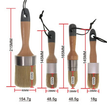 4 Pcs Chalk and Wax Paint Brush Set for Furniture with Natural Bristles, Small Round & Large Oval
