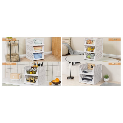 Stackable Closet Storage Baskets, Foldable Divided Clothes & Hat Organizer Bins,Wardrobe Storage for Bedroom,Bathroom 2