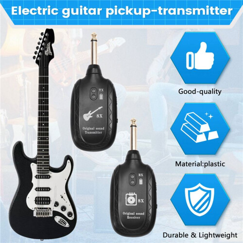8X Trådlöst Gitarrsystem Trådlös Gitarrsändarmottagare för Elgitarr Basfiol 1