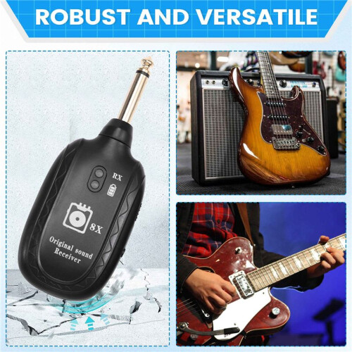 8X Trådlöst Gitarrsystem Trådlös Gitarrsändarmottagare för Elgitarr Basfiol 2