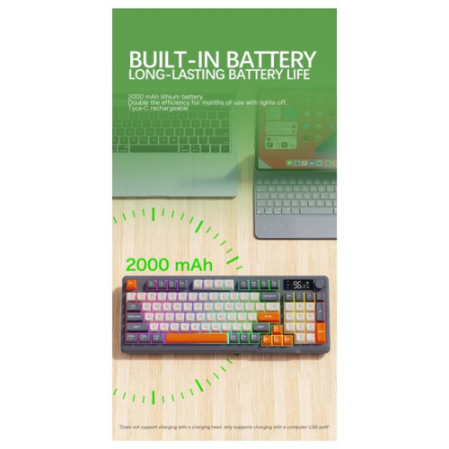 M96 Wireless Mechanical Keyboard  Dual Mode Connection with Multimedia Knob,Colorful Backlight 2