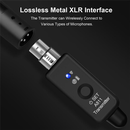 A811 Wireless Microphone Converter Adapter Transmitter and Receiver Wired to Wireless Dynamic Microphone 2