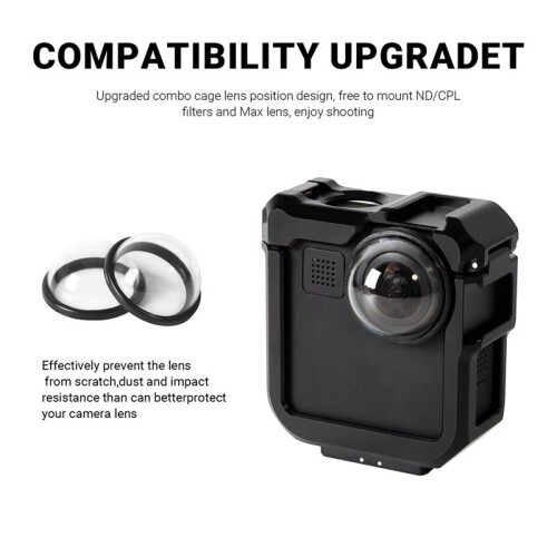 For  Max Housing Shell Aluminum Alloy Vlogging Kit Camera Rabbit Cage with Lens Caps 2