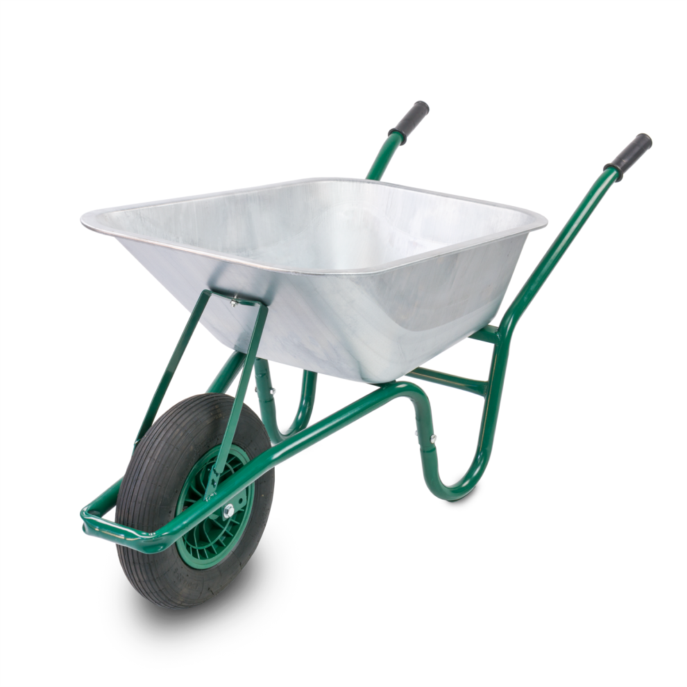 Kct 85L Litre Wheelbarrow Heavy Duty Garden Wheel Barrow With Pneumatic Tyre Galvanised Steel Metal For Gardening Diy Builder Equestrian Waste 160Kg