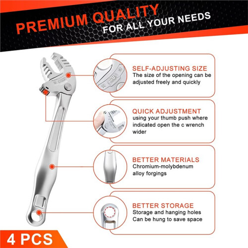 4PCS Set of Crab Claw Multi-Function Quick-Adaptive Ratcheting Wrench for Industrial Use, Featuring Opening Design 1