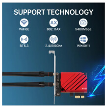 WiFi 6E BT5.3 5400Mbps PCIE WiFi Adapter RTL8852CE 802.11AX Tri-Band 2.4G/5G/6GHz Wireless Network Card for Win 10/11