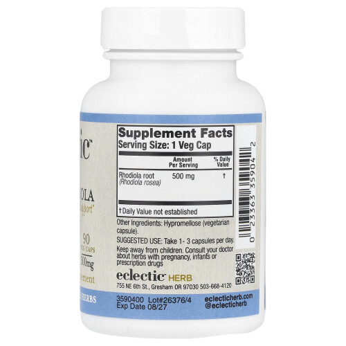 Eclectic Herb, Ροδιόλα, Υποστήριξη Τραύματος, 500 mg, 90 Βοτάνια Καψούλες 2
