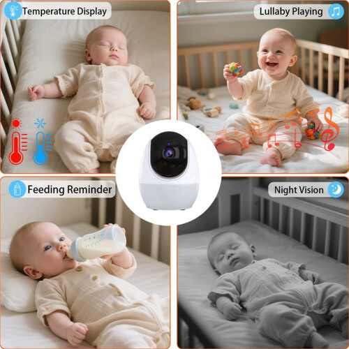 Monitor de Vídeo para Bebês com Tela de 4,3 Polegadas, Visão Noturna, PTZ, Rastreamento Automático e Controle Wi-Fi para Vigilância de Animais de 1