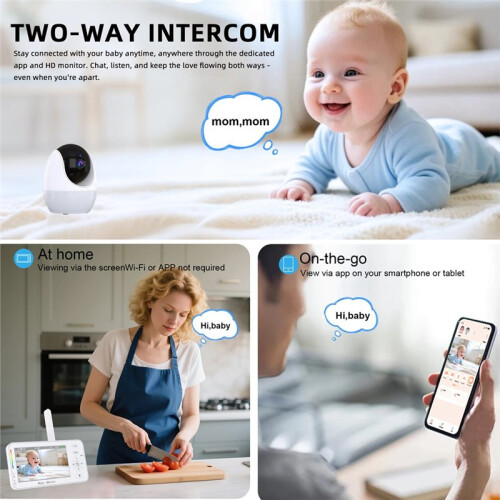 Monitor de Vídeo para Bebês com Tela de 4,3 Polegadas, Visão Noturna, PTZ, Rastreamento Automático e Controle Wi-Fi para Vigilância de Animais de 2