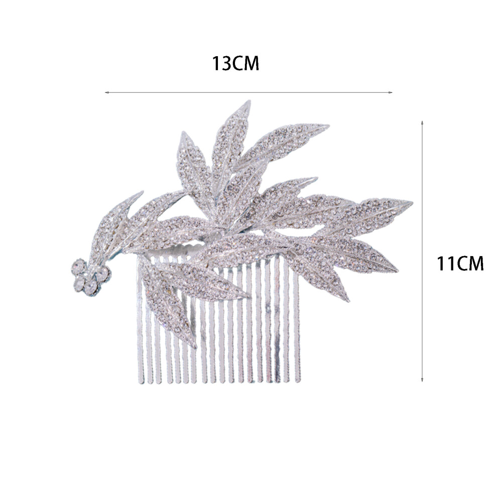Dcph-Clothing Bridal Leaf Hair Comb - Smooth Teeth Alloy Headdress