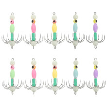 (large 10 pcs) 12 Claw Squid Hook Lure Set 30mm Stainless Steel Fishing Gear