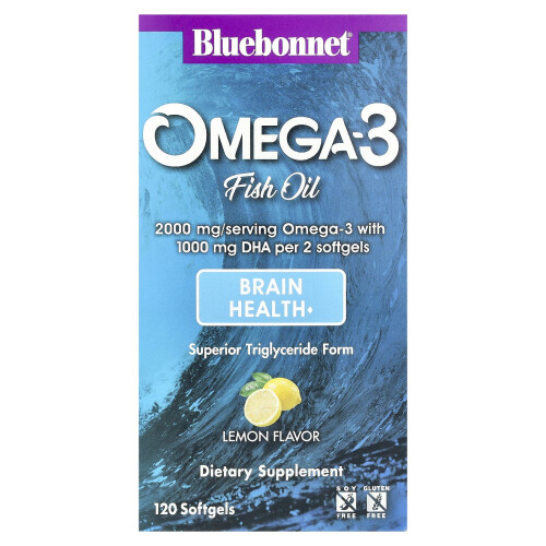 Bluebonnet Nutrition, Ωμέγα-3 Ιχθύων Λιπαρά, Λεμόνι, 120 Μυλών 1