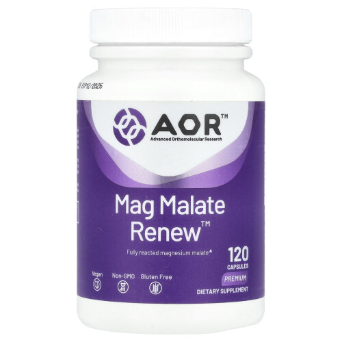 Advanced Orthomolecular Research AOR, Mag Malate Renew, 120 Βοτανοθεραπευτικά Φύλλα 1