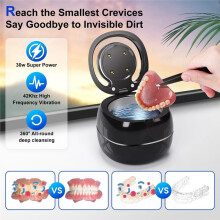 Ultrasonic Cleaner for Retainers Dentures Jewelry Cleaning Machine Portable UV Ultrasonic False Teeth Cleaner US