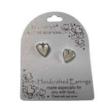 All That Sparkles White Pearl Heart Silver Plated Stud Earrings