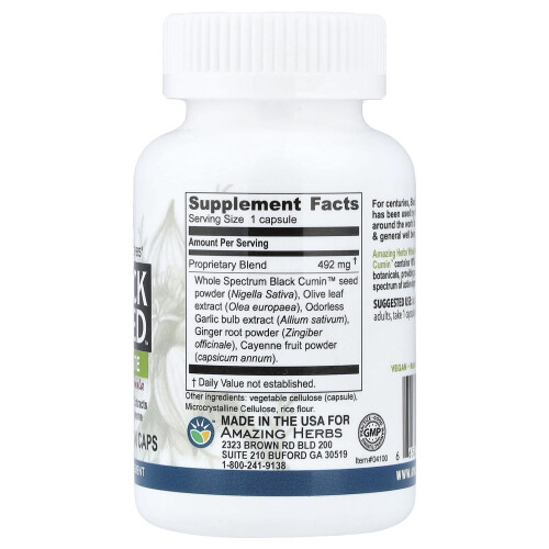 Amazing Herbs, Sort Sæd, Ultimate Defense Formula, 100 Vegetariske Caps 2