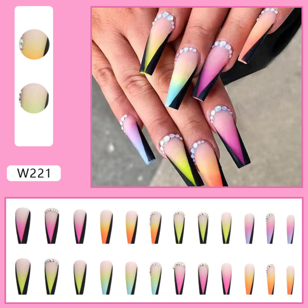 Dachuang Beauty (Glue Models) 24Pcs Reusable Ballerina Fake Nails, No Fading