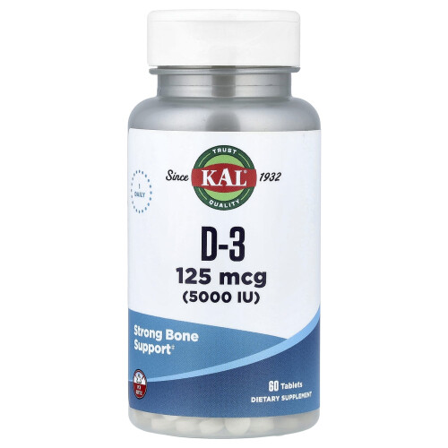 KAL, D-3 , 125 mcg (5,000 IU), 60 Tablets 1