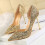 1Paire Chaussures Dorées À Talon Mince En Sequins Pour 4