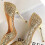 1Paire Chaussures Dorées À Talon Mince En Sequins Pour 7