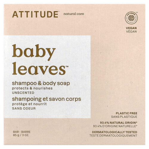 ATTITUDE, Baby Leaves, Σαμπουάν και Βάρος Σωλήνα Σαπουνιού, Ασυνέχωρη, 3 oz (85 γρ.) 1