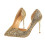 1Paire Chaussures Dorées À Talon Mince En Sequins Pour 8