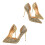 1Paire Chaussures Dorées À Talon Mince En Sequins Pour 9