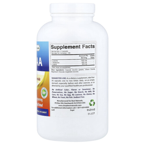 Best Naturals, BCAA, 400 Cápsulas 2
