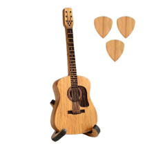 Caixa de Exibição de Palheta de Guitarra Portátil de Madeira com Suporte, Caixa de Armazenamento, Presente Musical para Guitarrista