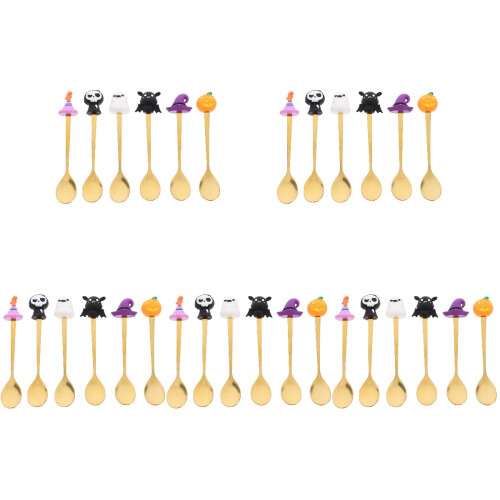 30Pcs Multipurpose Golden Stainless Steel Spoons Halloween Tableware 2