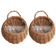 Wall Mounted Natural Wicker Flower Basket Flower Pot, Rattan Vase Basket,Home Garden Wall Decoration Storage Container,B