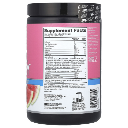 Optimum Nutrition Optimum Nutrition, Απαραίτητες Αμινο.O. Ενέργεια, Splash για Νερό, 10.05 oz (285 g) 2