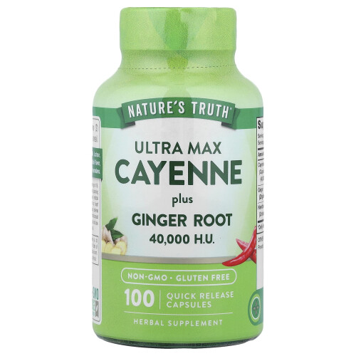 Nature's Truth, Vitamins, Ultra Max Cayenne Plus Ginger Root, 100 Quick Release Capsules 1