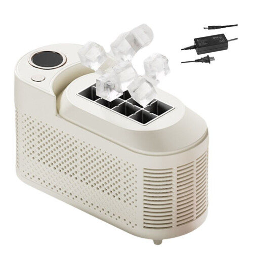 Desktop Small Ice Maker  and Convenient Home and Office Camping Car  Ice Making Automatic Ice Box US Plug White