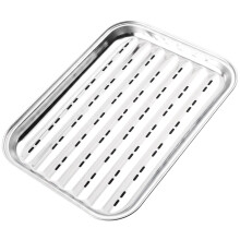 GEEZY Stainless Steel BBQ Grill Tray Rectangular Metal Basket Cooking Accessories 34cm