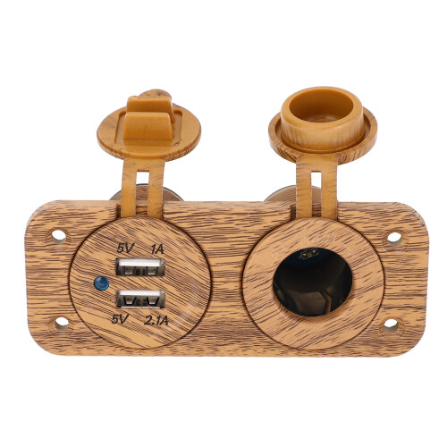 Waterproof DC 12/24V USB Charger with Cigar Lighter Socket, 3.1A Total Output 2