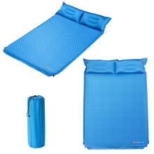 Campingmatte med Pute 2 Person Selvoppblåsende Campingmatte Camping liggeunderlag 187x131x4cm Blå