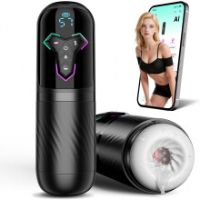 Heating Male Masturbator Sex Toy, AI Sync Sex Toy for Men with 10 Vibrating 7 Thrusting 5 Sucking Modes, Realistic Tongue Licking Pocket Pussy Pump
